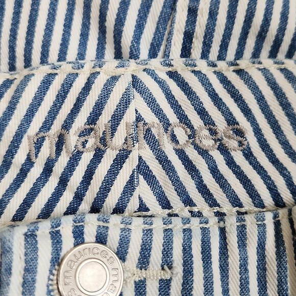 Vintage Maurices Womens Blue White Striped Denim Mini Skirt Size 0 Y2K Engineer - Picture 8 of 11